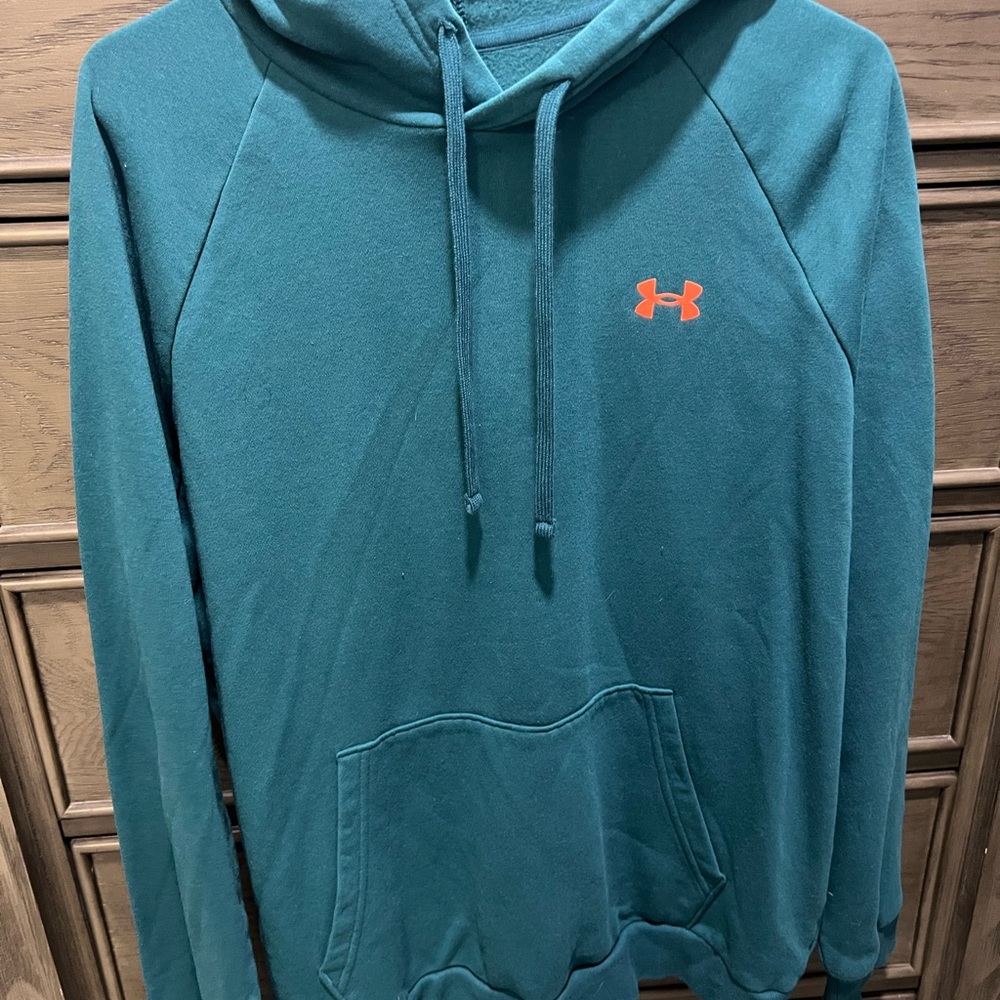Under Armour Teal Hoodie with Orange Logo